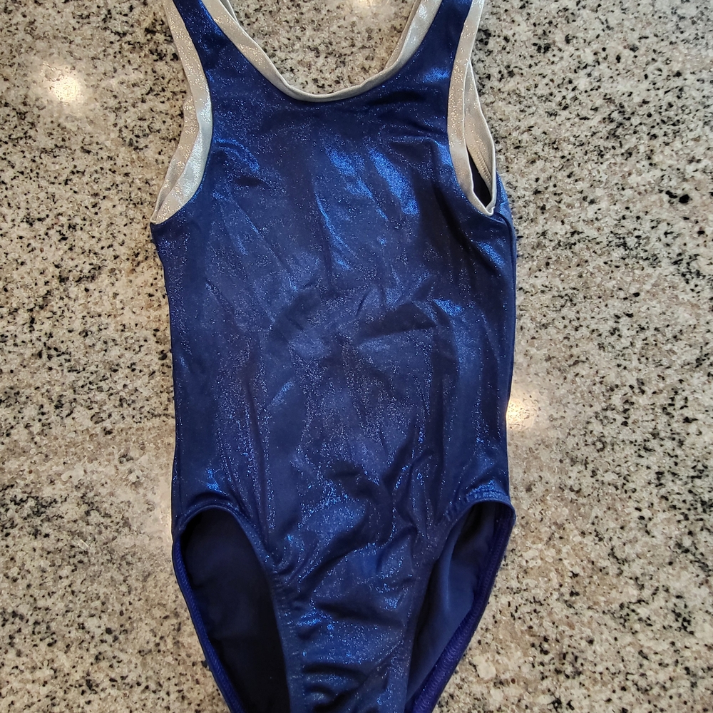 Girls RL Creations Blue Sparkle Gymnastics Leotard Size Medium